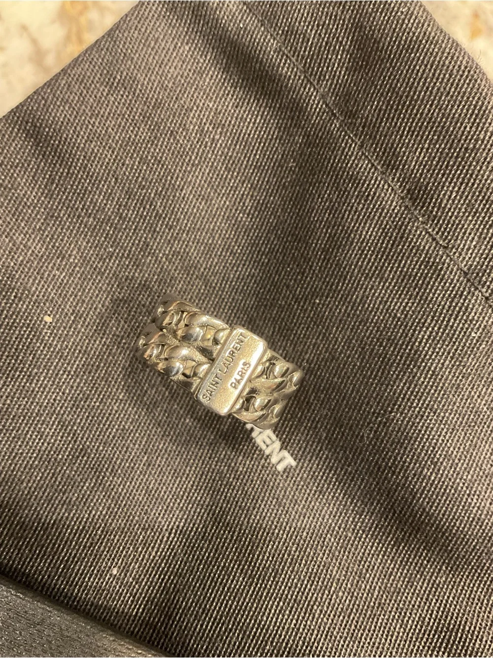 Saint Laurent Sterling Silver Chain-Link Ring